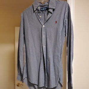 Polo Blue/White Plaid Button Down (Sz S)